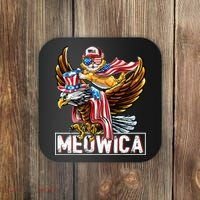 Meowica Cat Bald Eagle 4th Of July Patriotic American Flag Coaster thumb 0