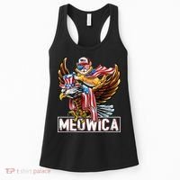 Meowica Cat Bald Eagle 4th Of July Patriotic American Flag Women's Tank Top thumb 0