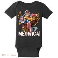 Meowica Cat Bald Eagle 4th Of July Patriotic American Flag Baby Bodysuit thumb 0