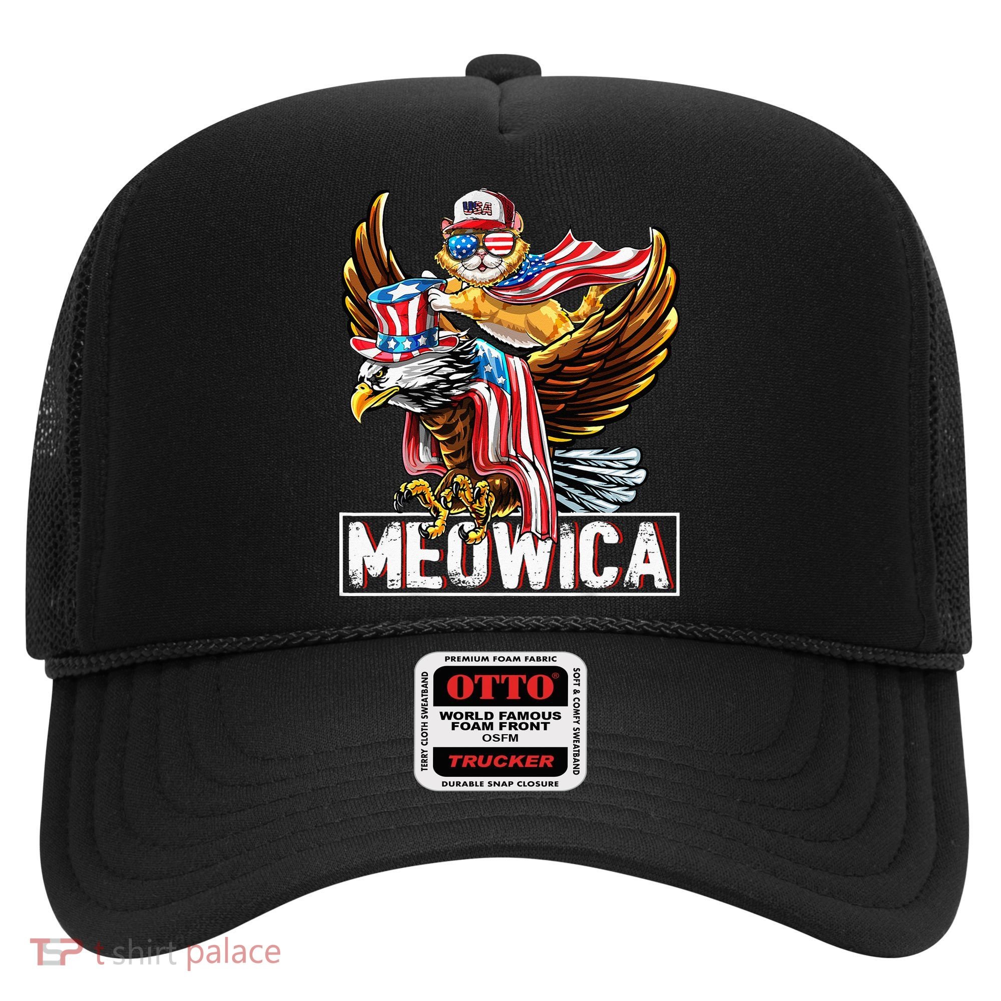 Meowica Cat Bald Eagle 4th Of July Patriotic American Flag Hat