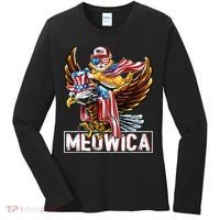 Meowica Cat Bald Eagle 4th Of July Patriotic American Flag Women's Long Sleeve Shirt thumb 0