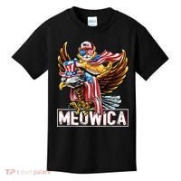 Meowica Cat Bald Eagle 4th Of July Patriotic American Flag Kids T-Shirt thumb 0