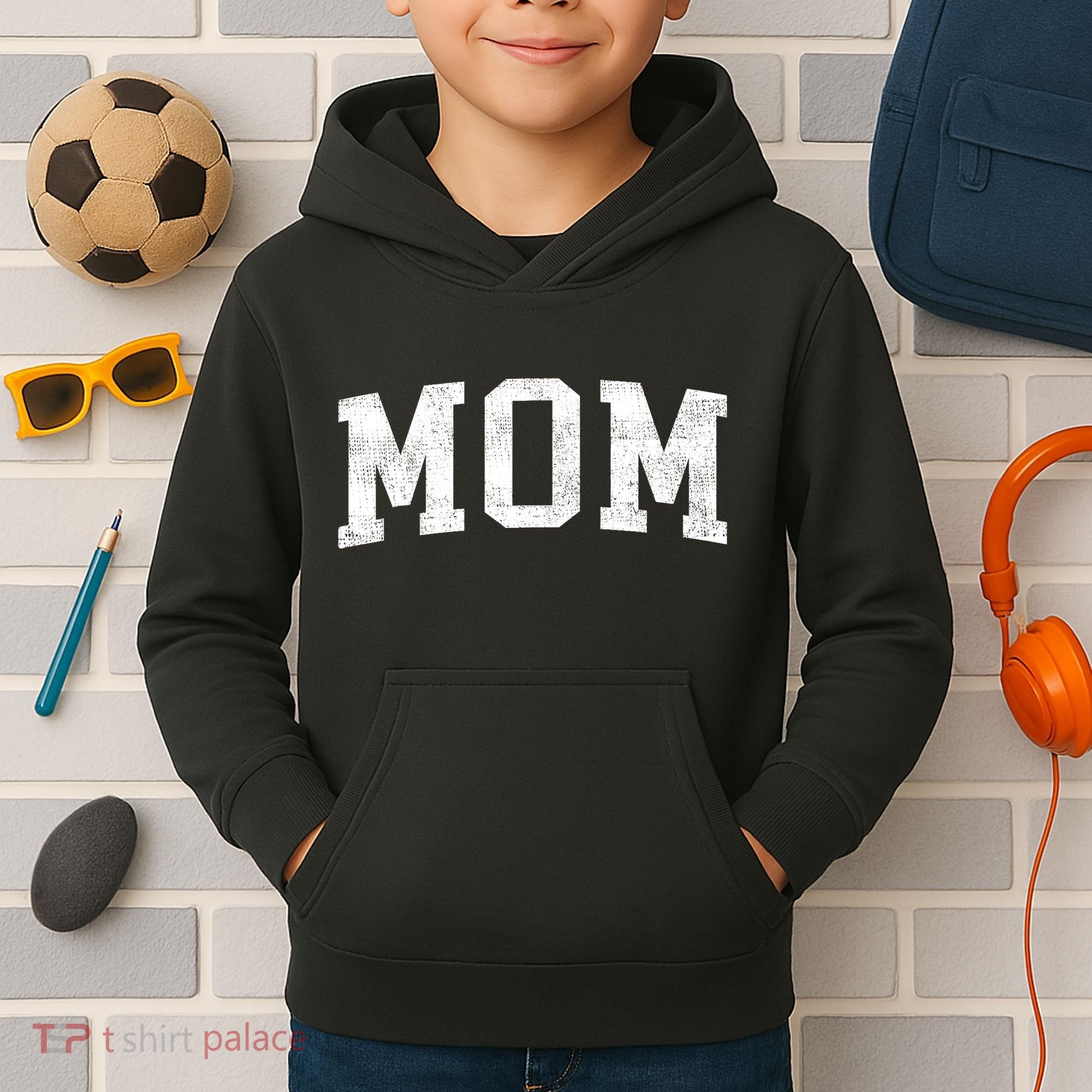 Mom Classic Bold Font Mommy Birthday Gift Kids Hoodie
