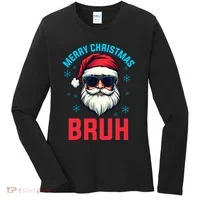 Merry Christmas Bruh Women's Long Sleeve Shirt thumb 0