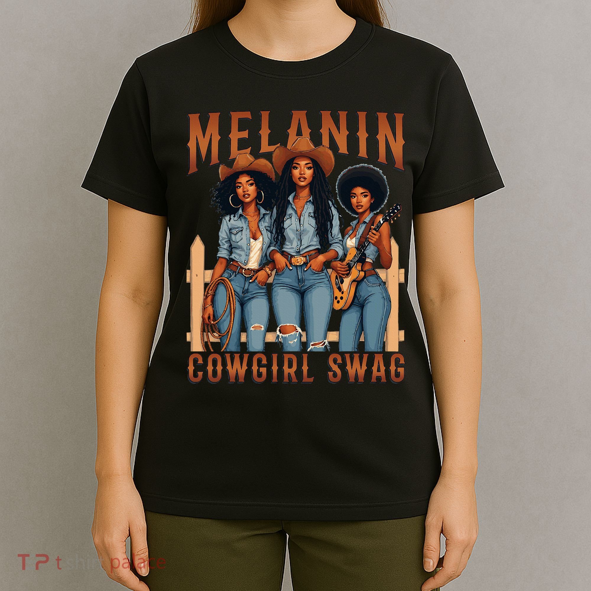 Melanin Cowgirls Black History Month African Melanin Pride T-Shirt
