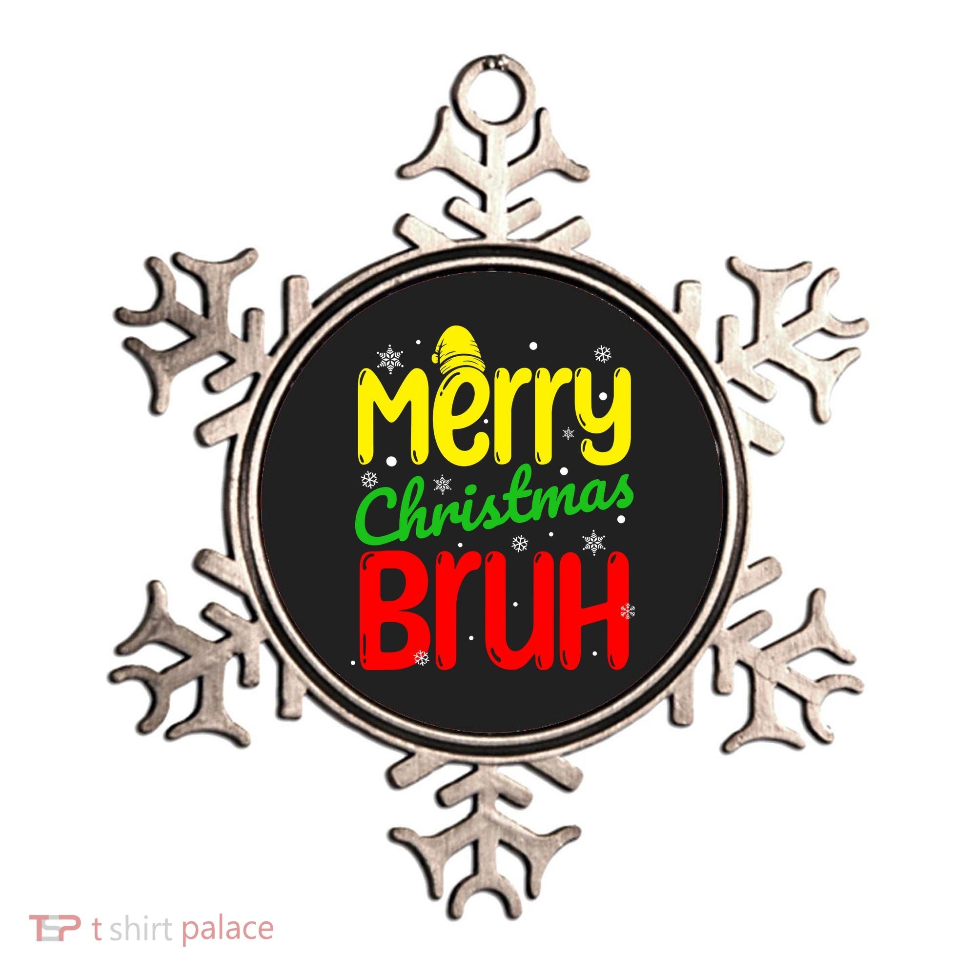 Merry Christmas Bruh Xmas Santa Claus Snow Flakes Boy Ornament