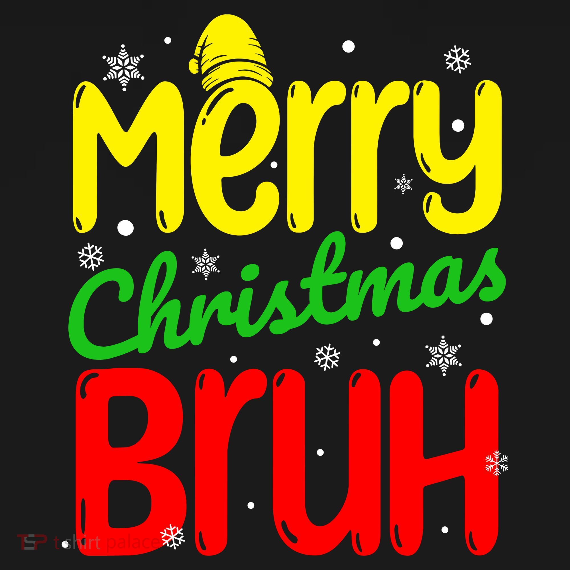 Merry Christmas Bruh Xmas Santa Claus Snow Flakes Boy Ornament