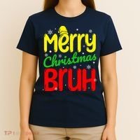 Merry Christmas Bruh Xmas Santa Claus Snow Flakes Boy T-Shirt thumb 4