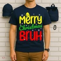 Merry Christmas Bruh Xmas Santa Claus Snow Flakes Boy T-Shirt thumb 6
