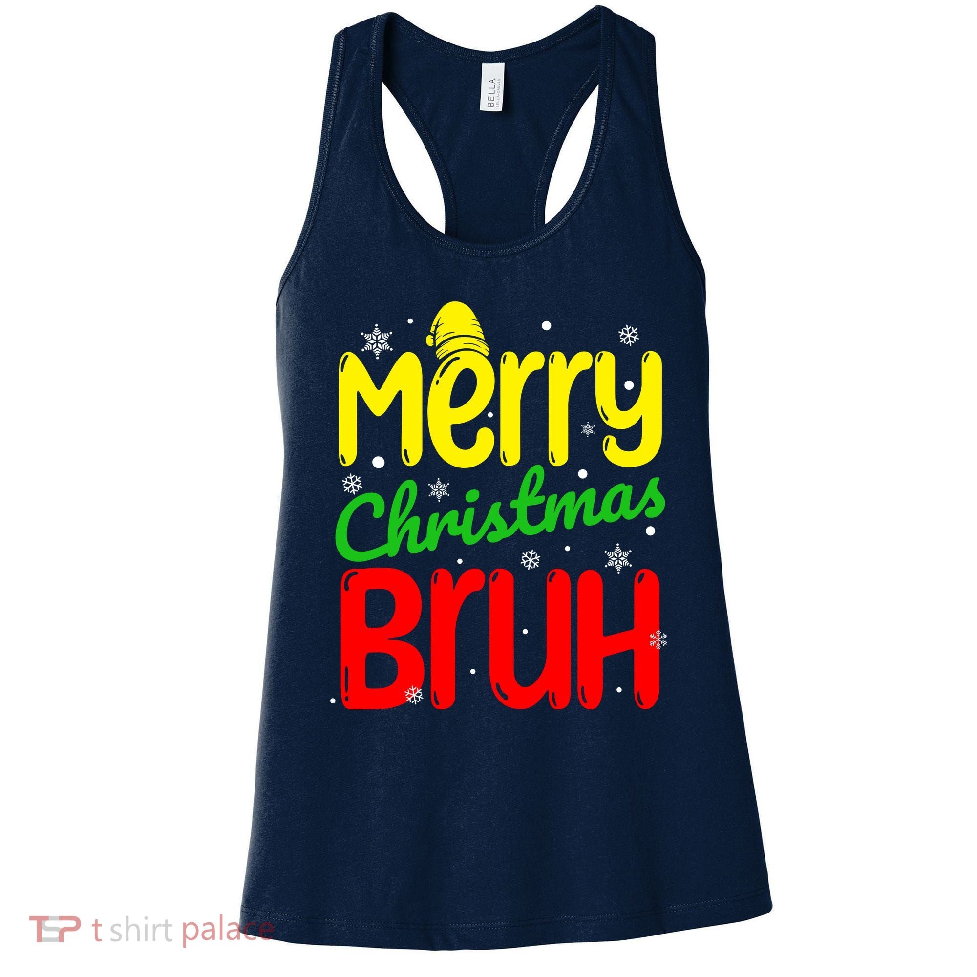 Merry Christmas Bruh Xmas Santa Claus Snow Flakes Boy Women's Tank Top