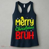 Merry Christmas Bruh Xmas Santa Claus Snow Flakes Boy Women's Tank Top thumb 3