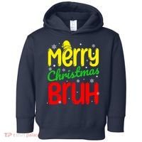 Merry Christmas Bruh Xmas Santa Claus Snow Flakes Boy Toddler Hoodie thumb 0