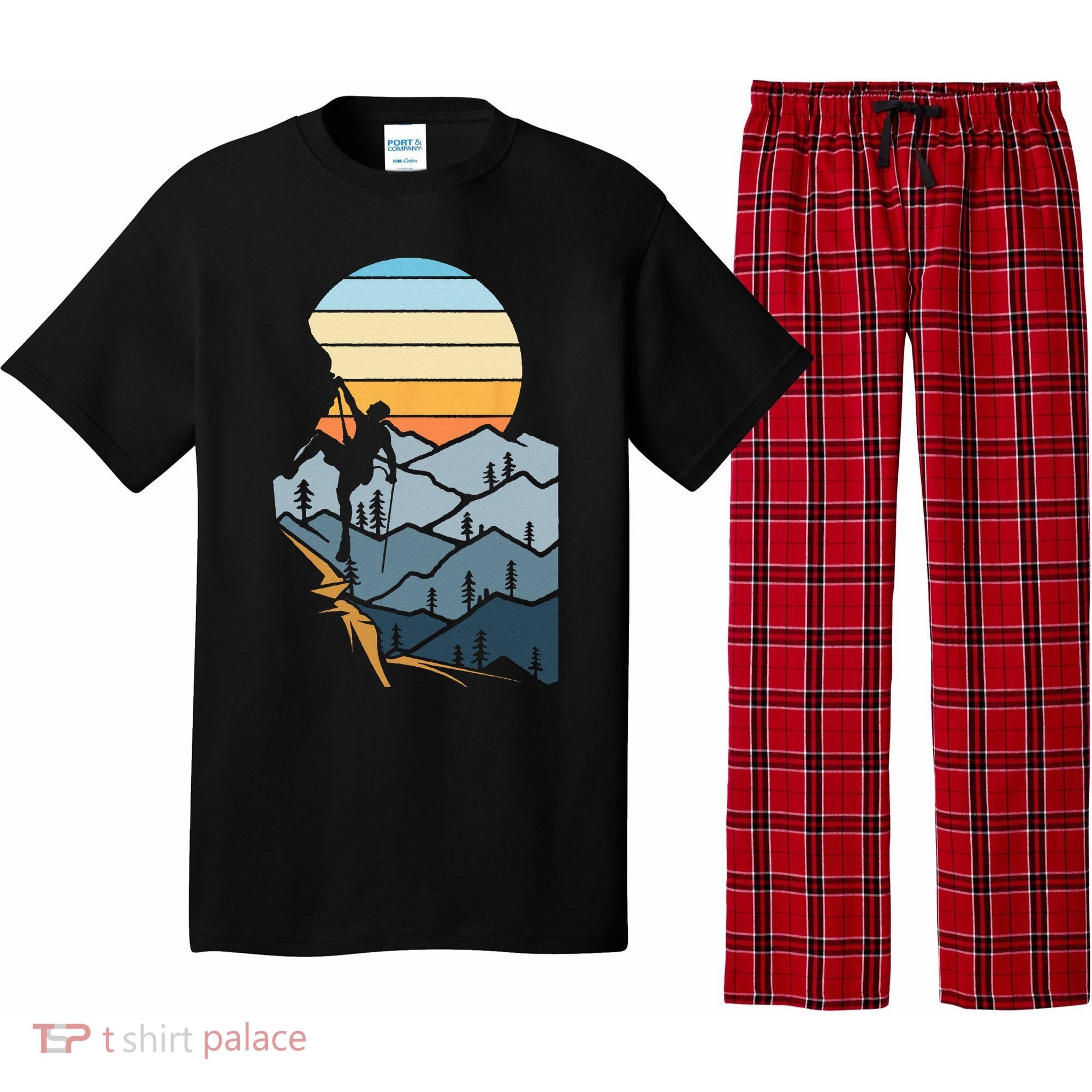 Mountain Climber Boulder Sports Hobby Retro Rock Climbing Pajama Set