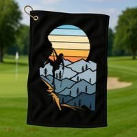 Mountain Climber Boulder Sports Hobby Retro Rock Climbing Golf Towel thumb 1