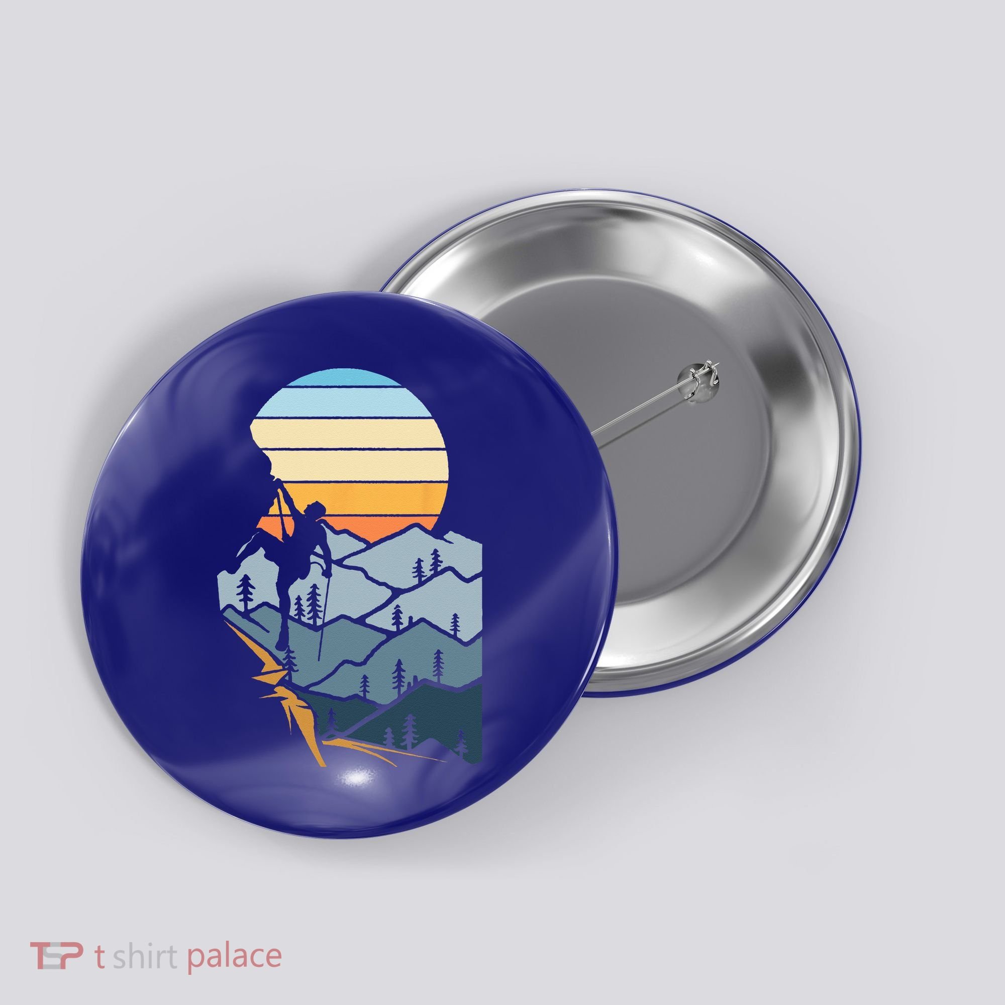 Mountain Climber Boulder Sports Hobby Retro Rock Climbing Button