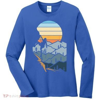 Mountain Climber Boulder Sports Hobby Retro Rock Climbing Women's Long Sleeve Shirt