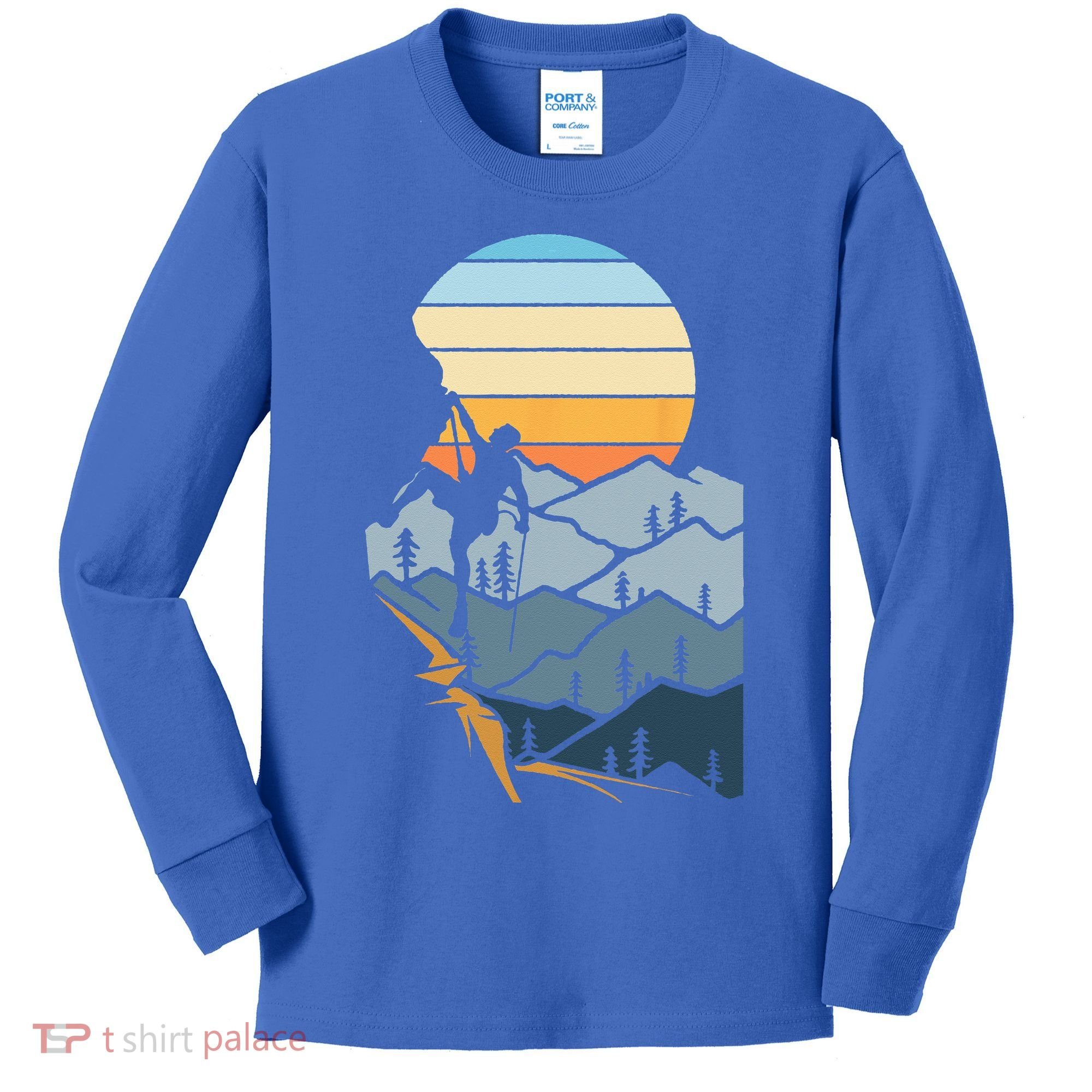 Mountain Climber Boulder Sports Hobby Retro Rock Climbing Kids Long Sleeve Shirt