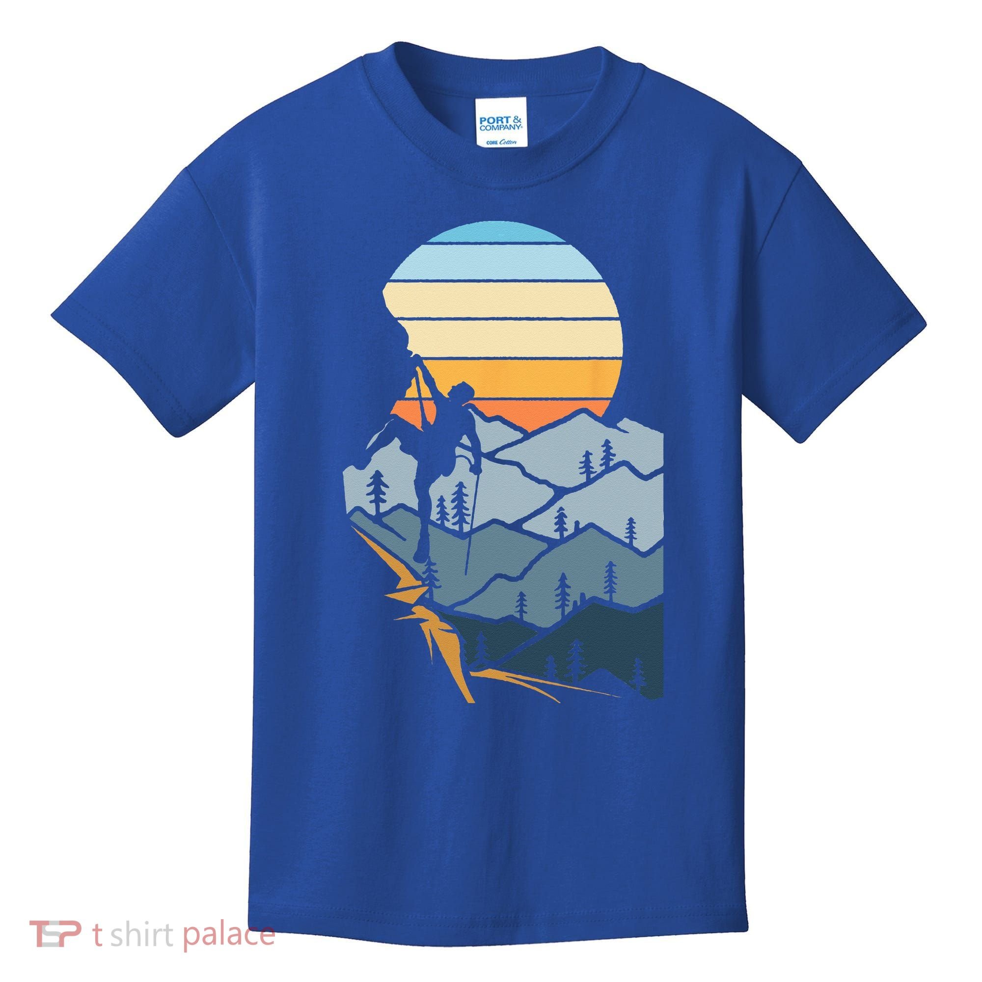 Mountain Climber Boulder Sports Hobby Retro Rock Climbing Kids T-Shirt