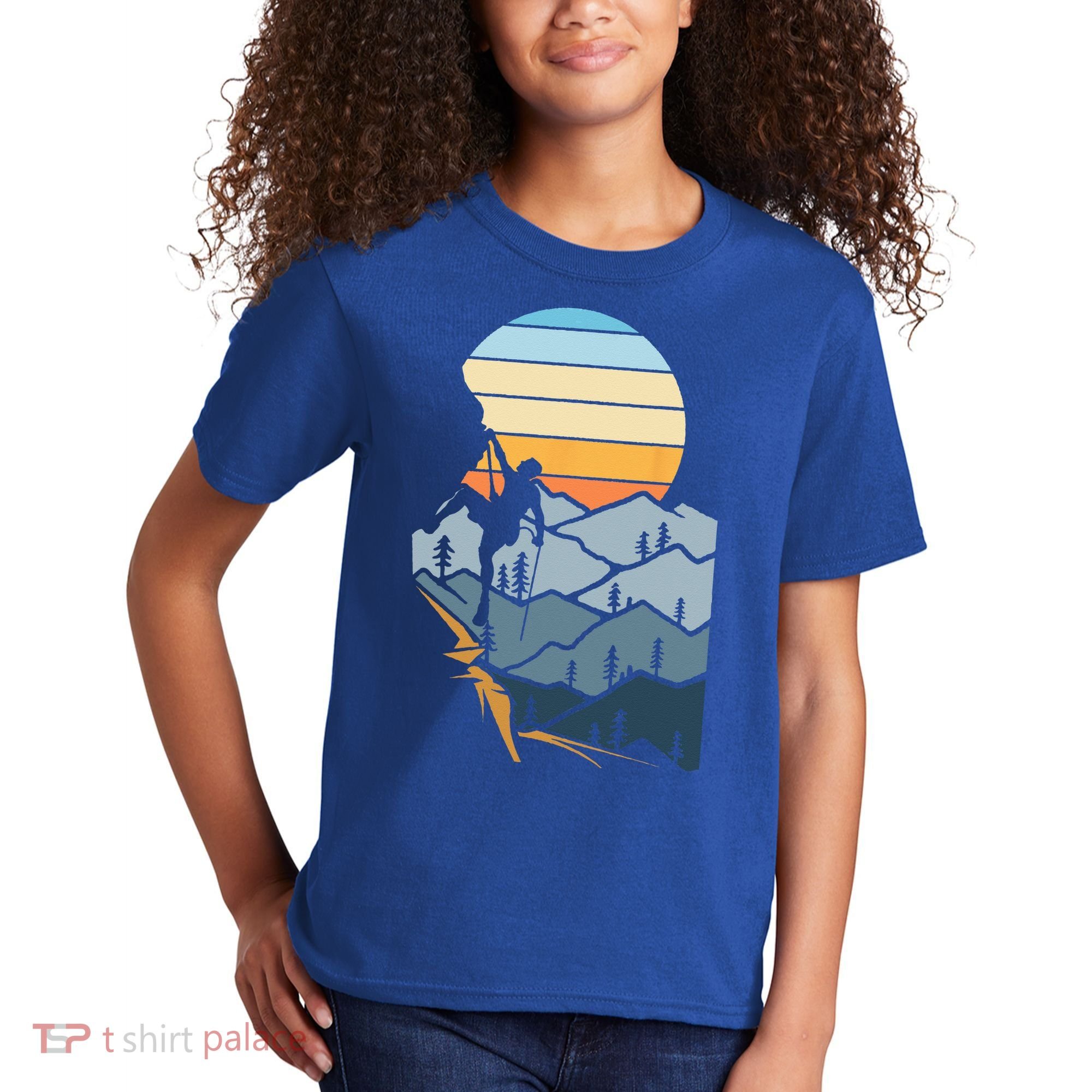 Mountain Climber Boulder Sports Hobby Retro Rock Climbing Kids T-Shirt