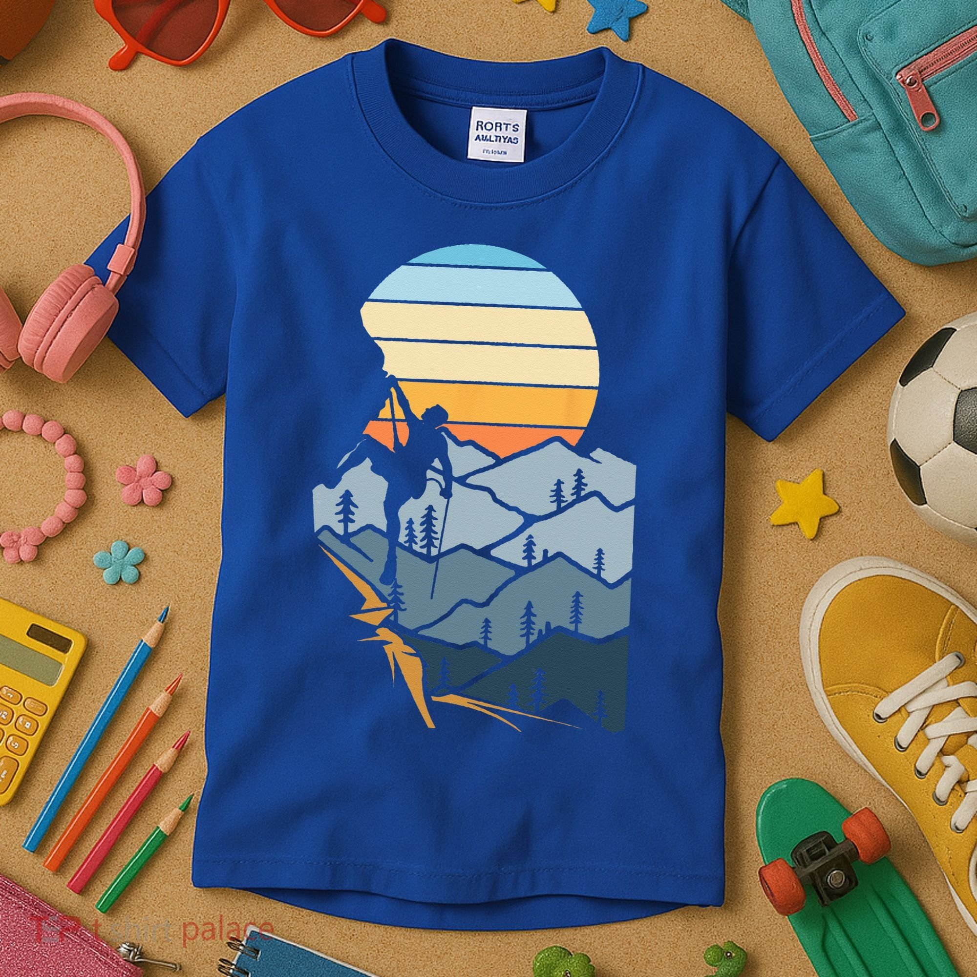 Mountain Climber Boulder Sports Hobby Retro Rock Climbing Kids T-Shirt