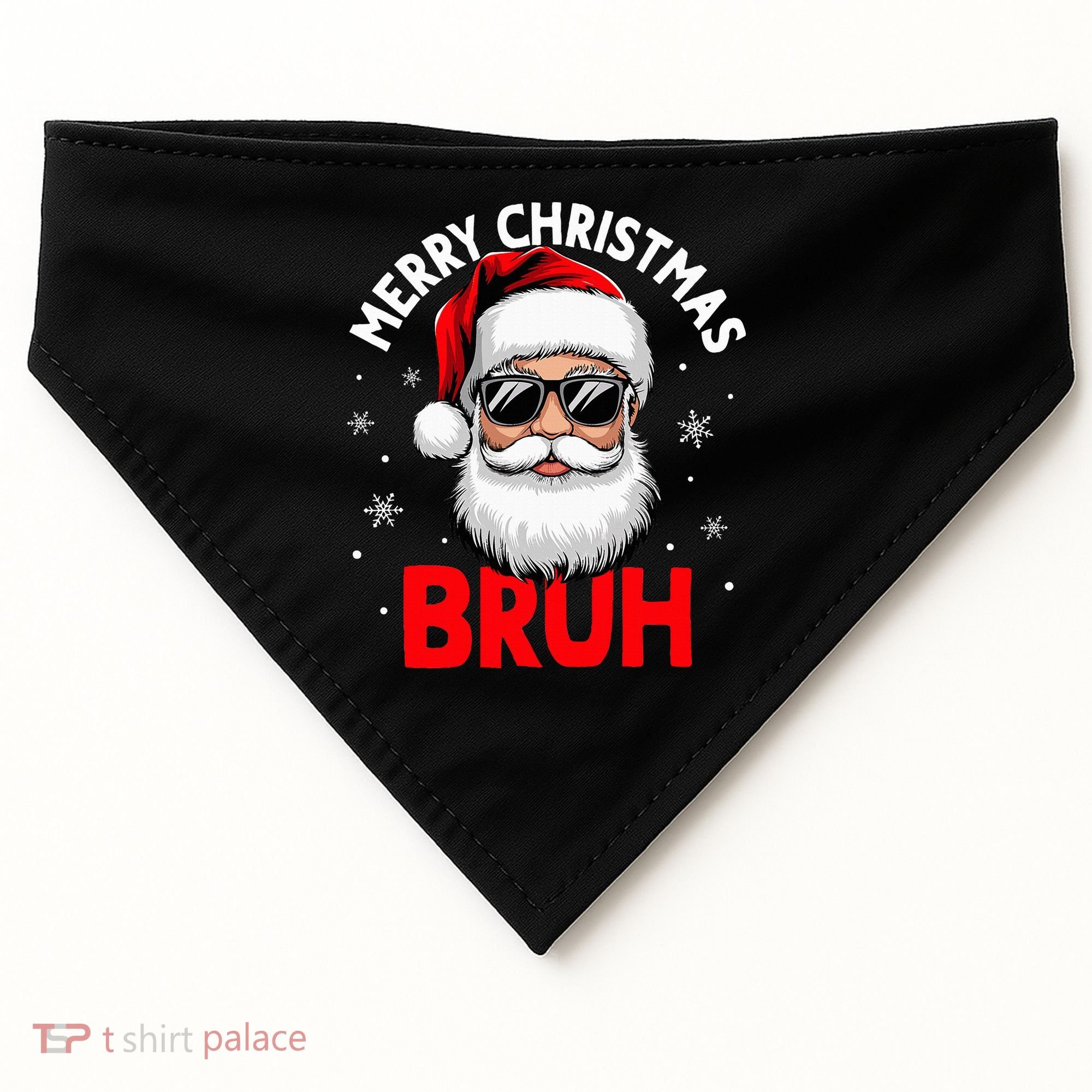 Merry Christmas Bruh Funny Santa Claus USA-Made Doggie Bandana