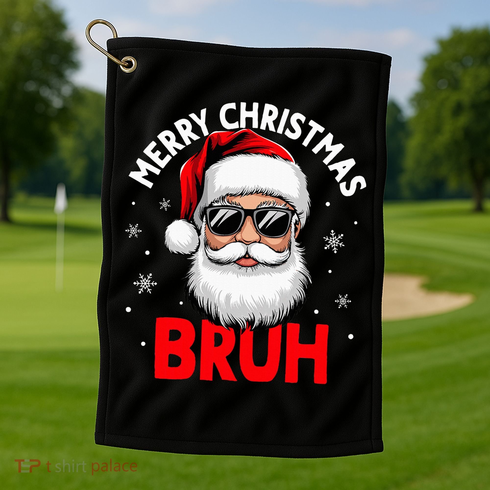 Merry Christmas Bruh Funny Santa Claus Golf Towel