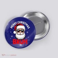Merry Christmas Bruh Funny Santa Claus Button thumb 0