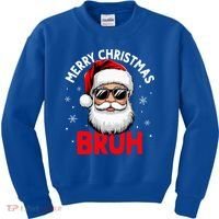 Merry Christmas Bruh Funny Santa Claus Kids Sweatshirt thumb 0