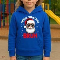 Merry Christmas Bruh Funny Santa Claus Kids Hoodie thumb 3