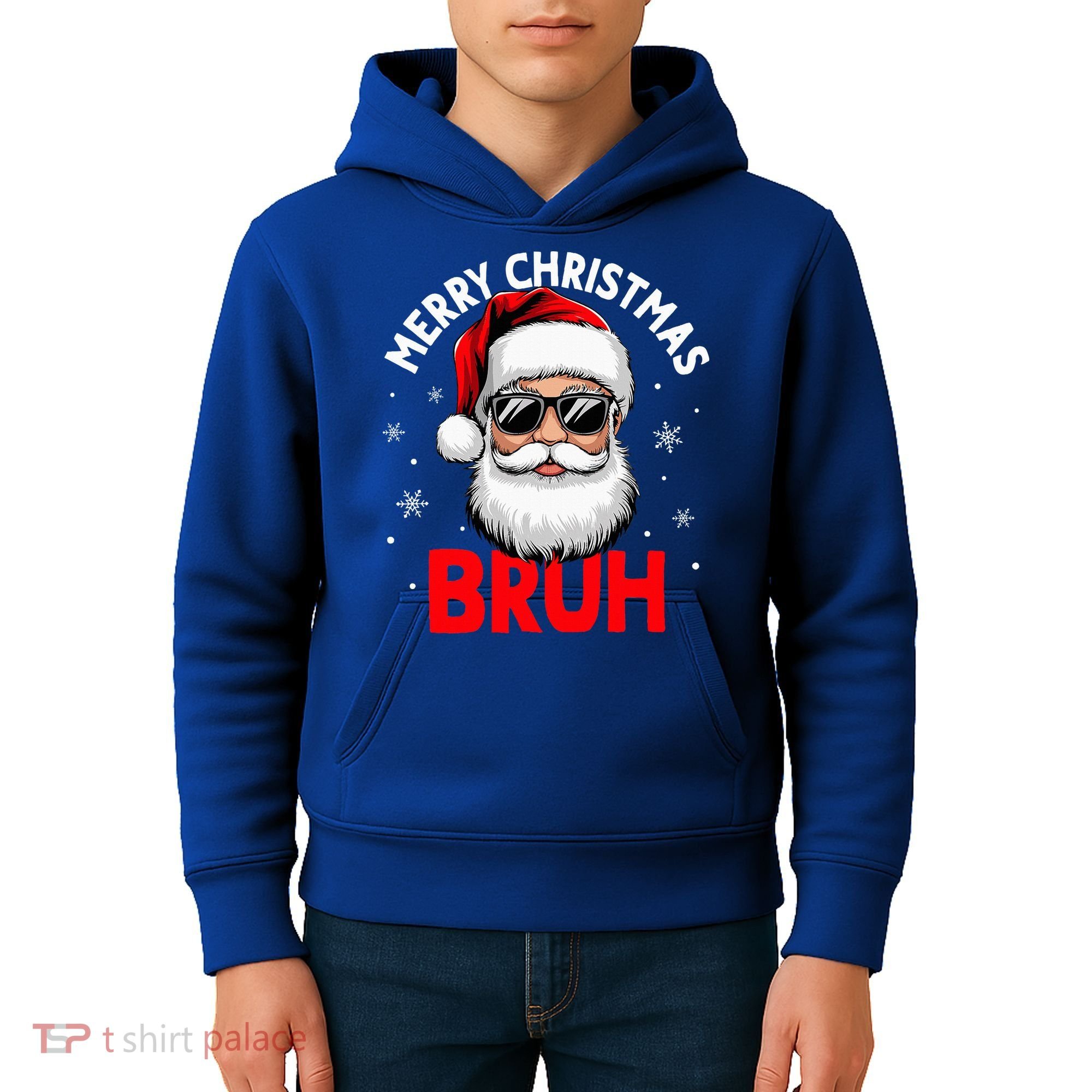 Merry Christmas Bruh Funny Santa Claus Kids Hoodie