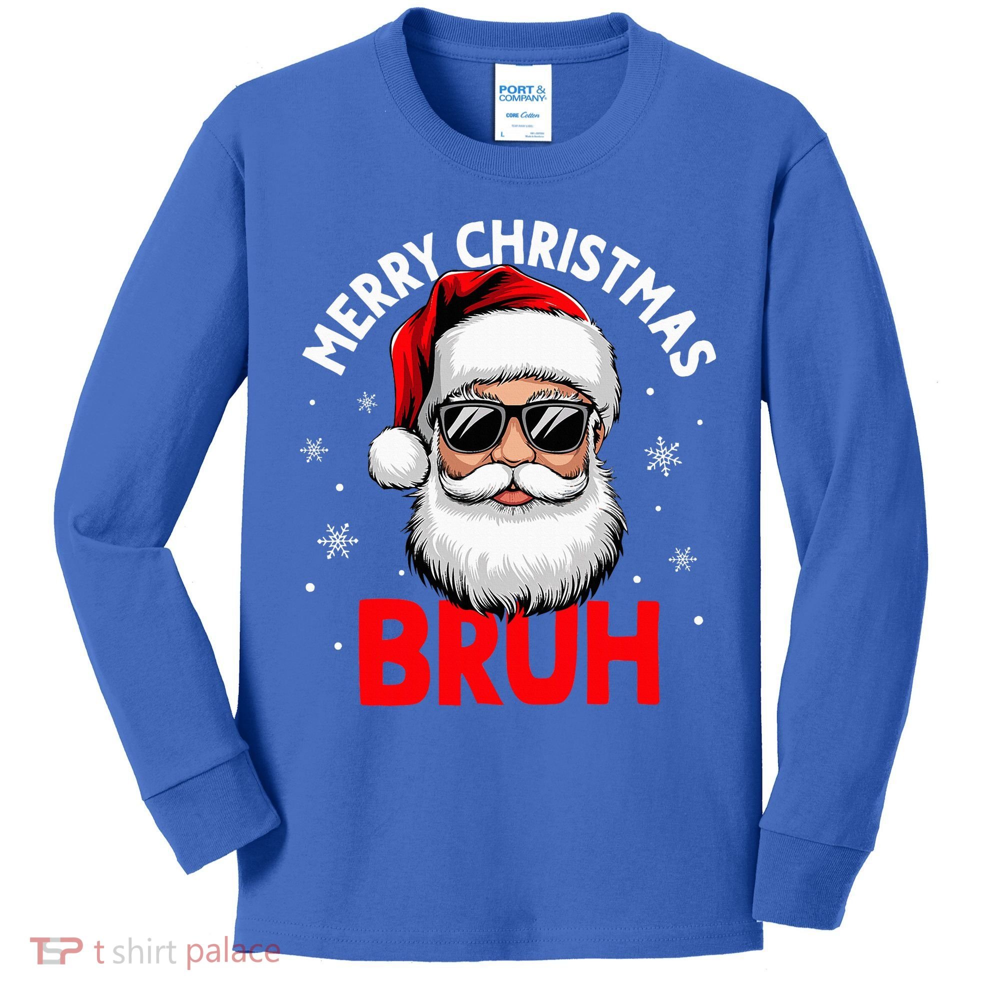 Merry Christmas Bruh Funny Santa Claus Kids Long Sleeve Shirt