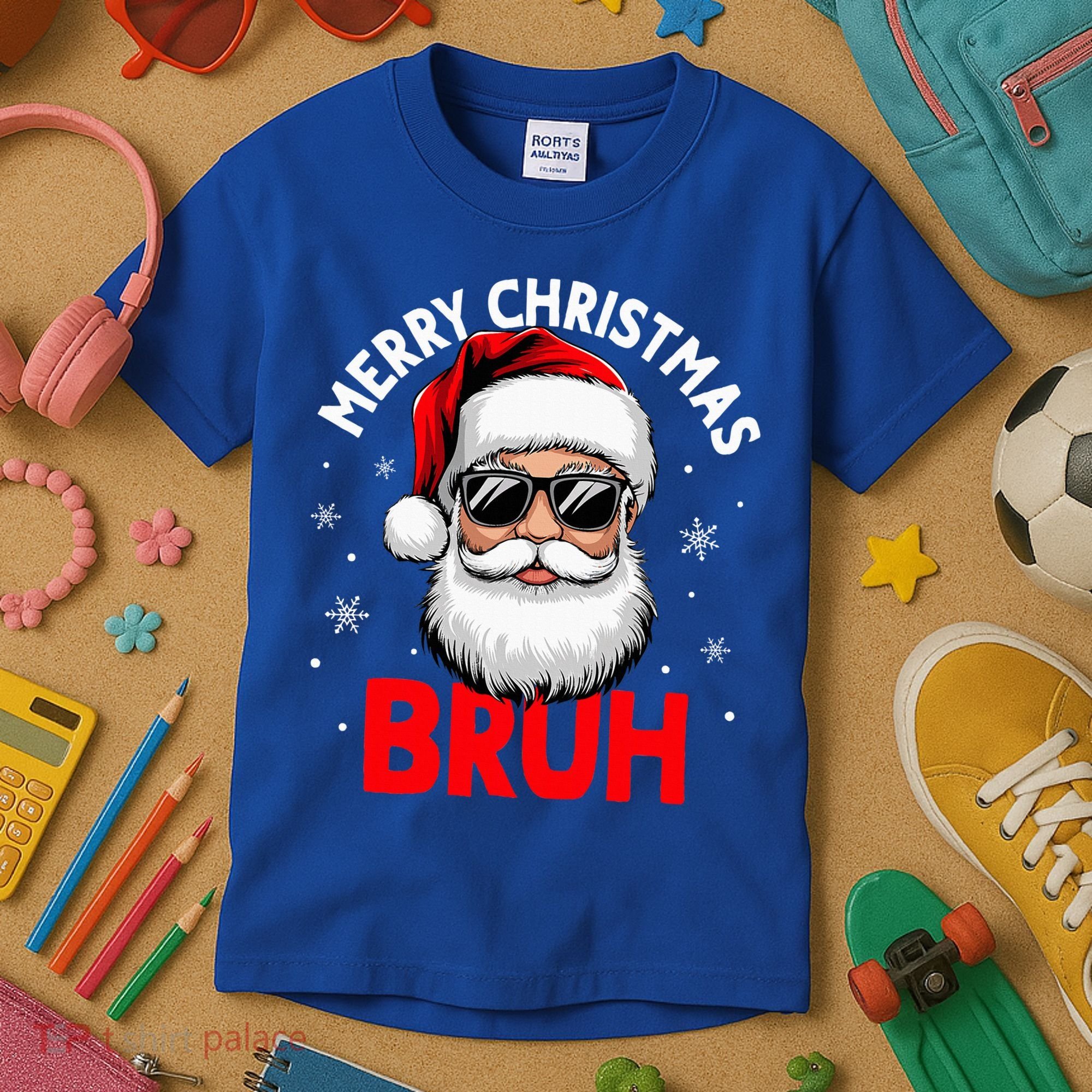 Merry Christmas Bruh Funny Santa Claus Kids T-Shirt