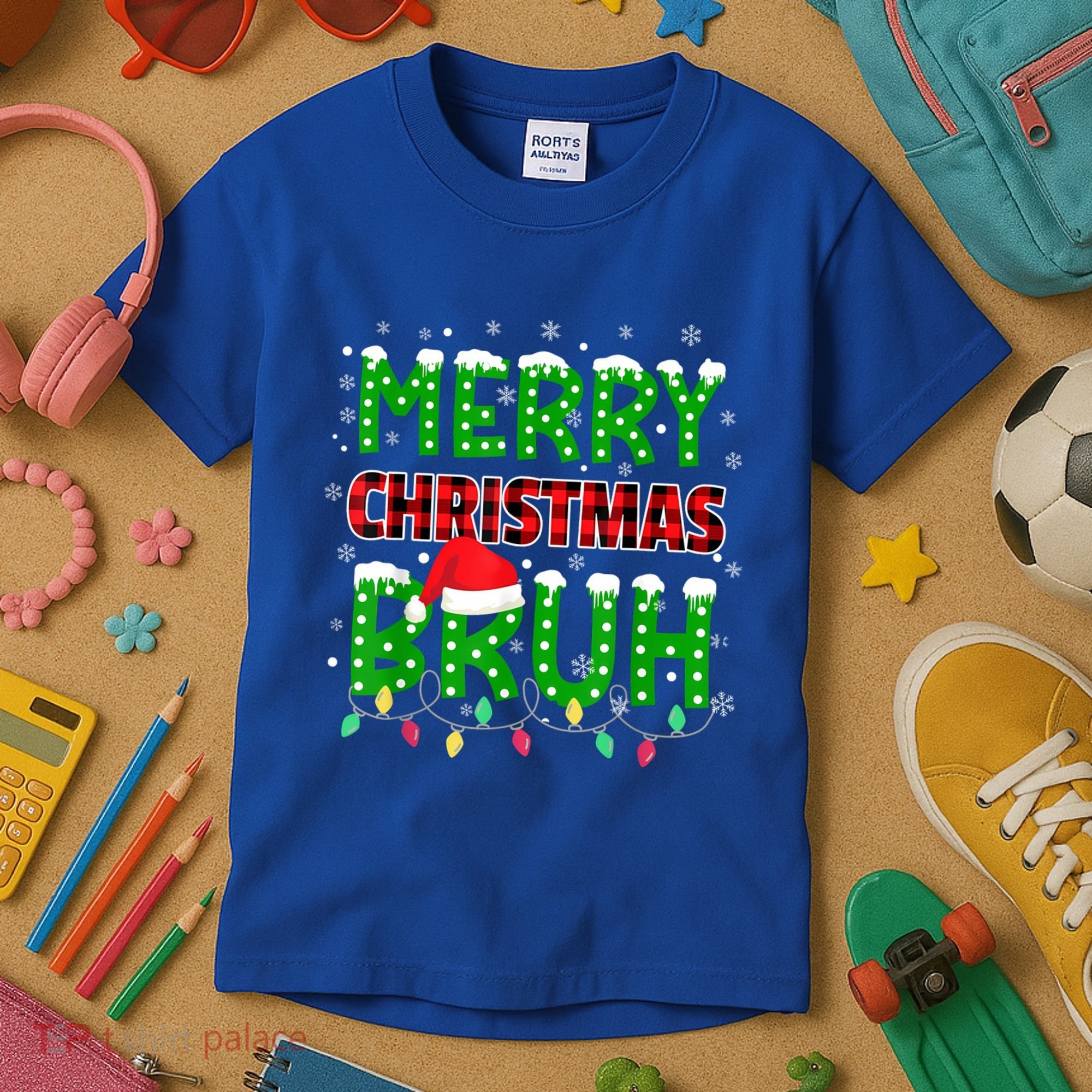 Merry Christmas Bruh Holiday Festive Kids T-Shirt