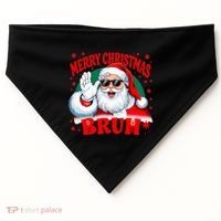 Merry Christmas Bruh Santa Claus Funny USA-Made Doggie Bandana thumb 0