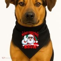 Merry Christmas Bruh Santa Claus Funny USA-Made Doggie Bandana thumb 1