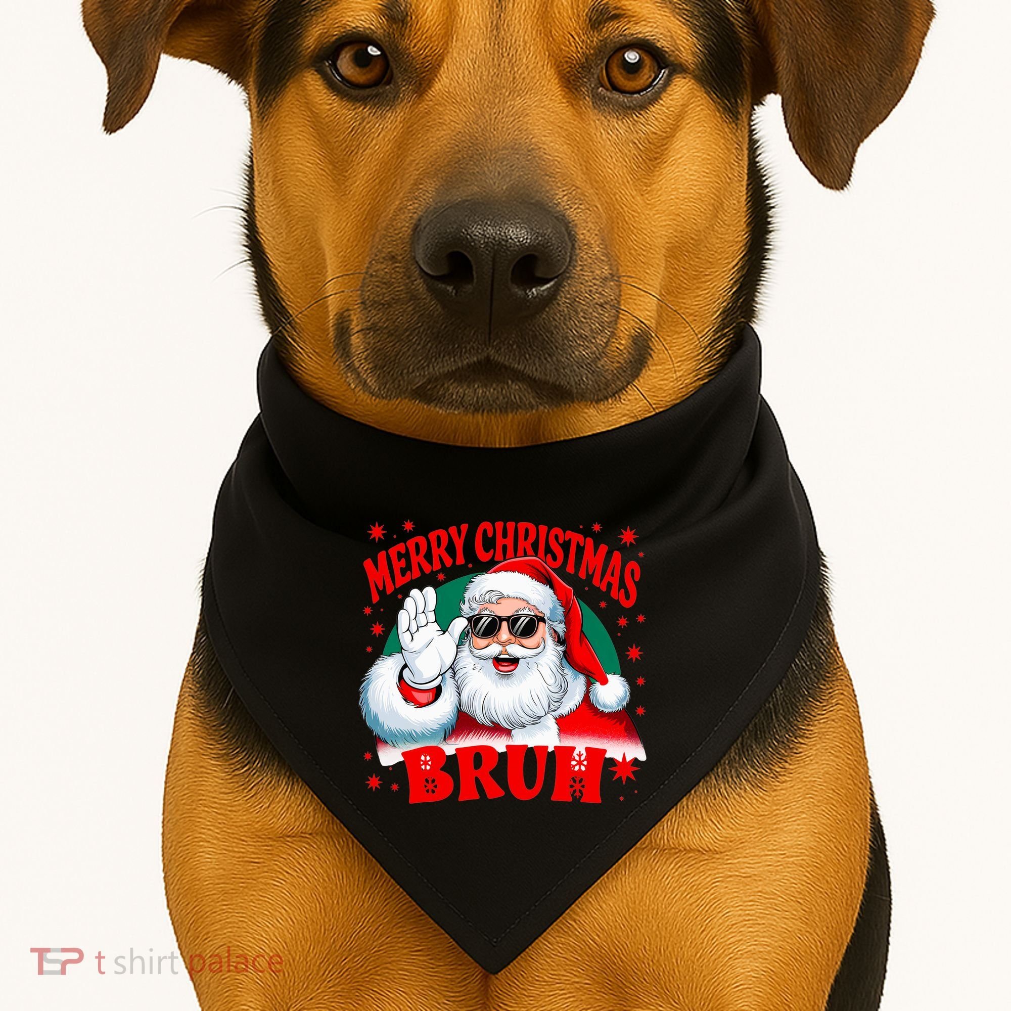Merry Christmas Bruh Santa Claus Funny USA-Made Doggie Bandana