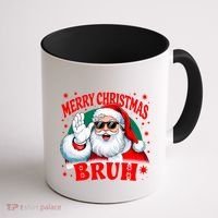 Merry Christmas Bruh Santa Claus Funny Coffee Mug thumb 1