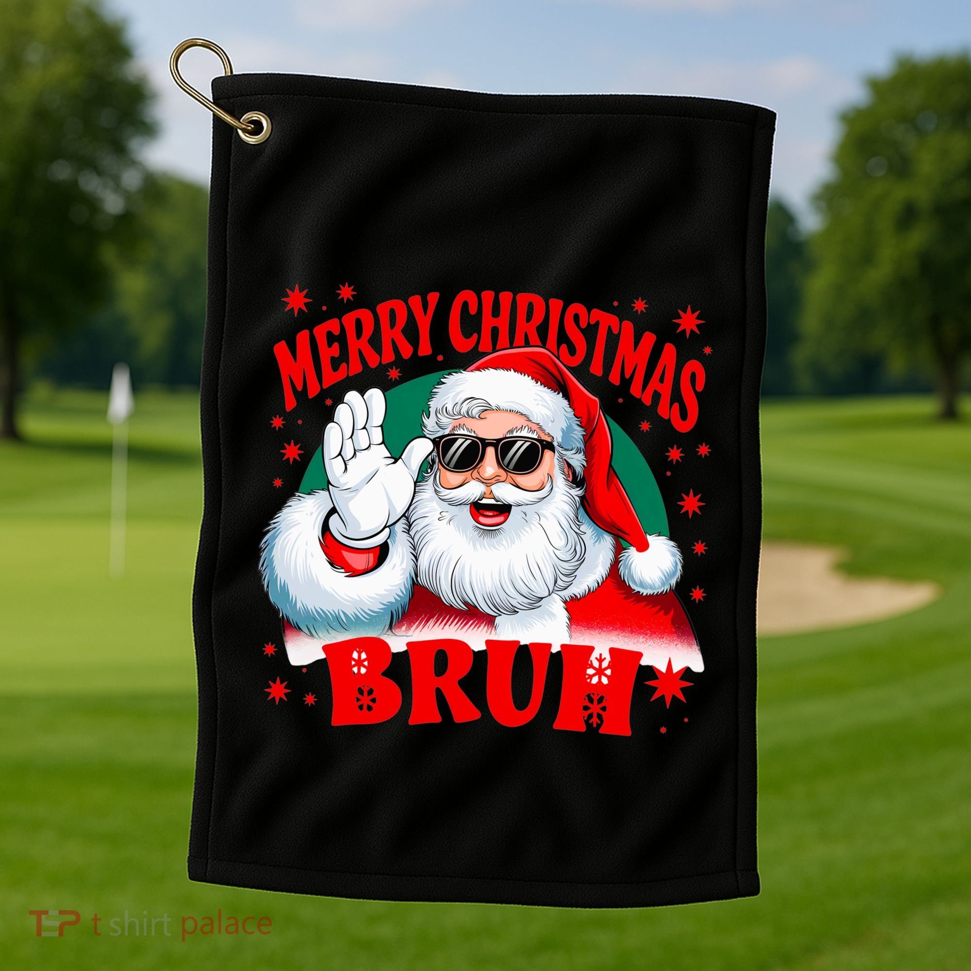 Merry Christmas Bruh Santa Claus Funny Golf Towel