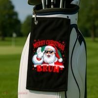 Merry Christmas Bruh Santa Claus Funny Golf Towel thumb 2