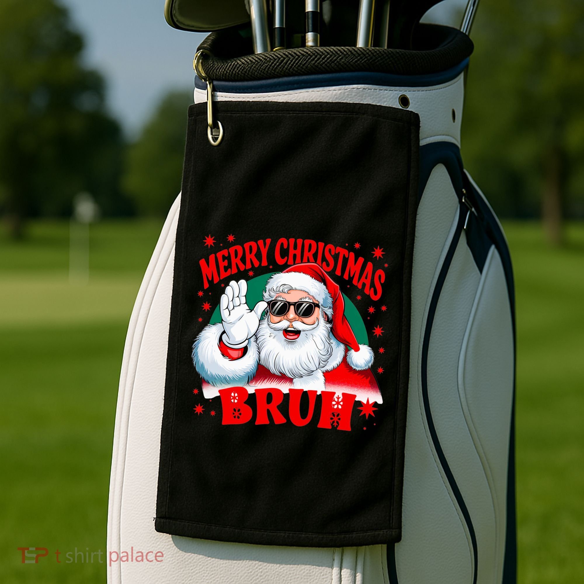 Merry Christmas Bruh Santa Claus Funny Golf Towel