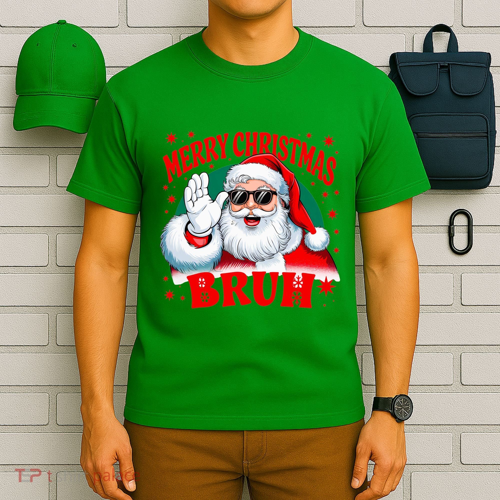 Merry Christmas Bruh Santa Claus Funny T-Shirt