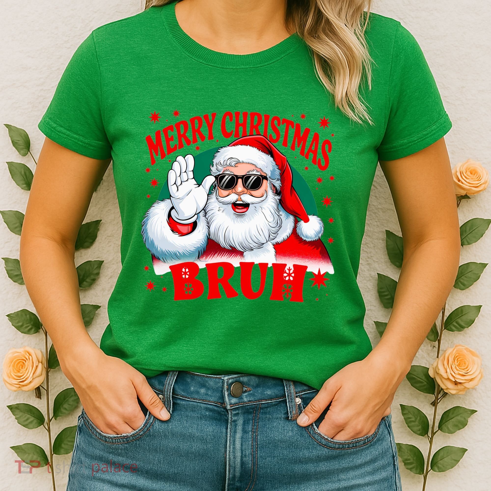Merry Christmas Bruh Santa Claus Funny Women's T-Shirt