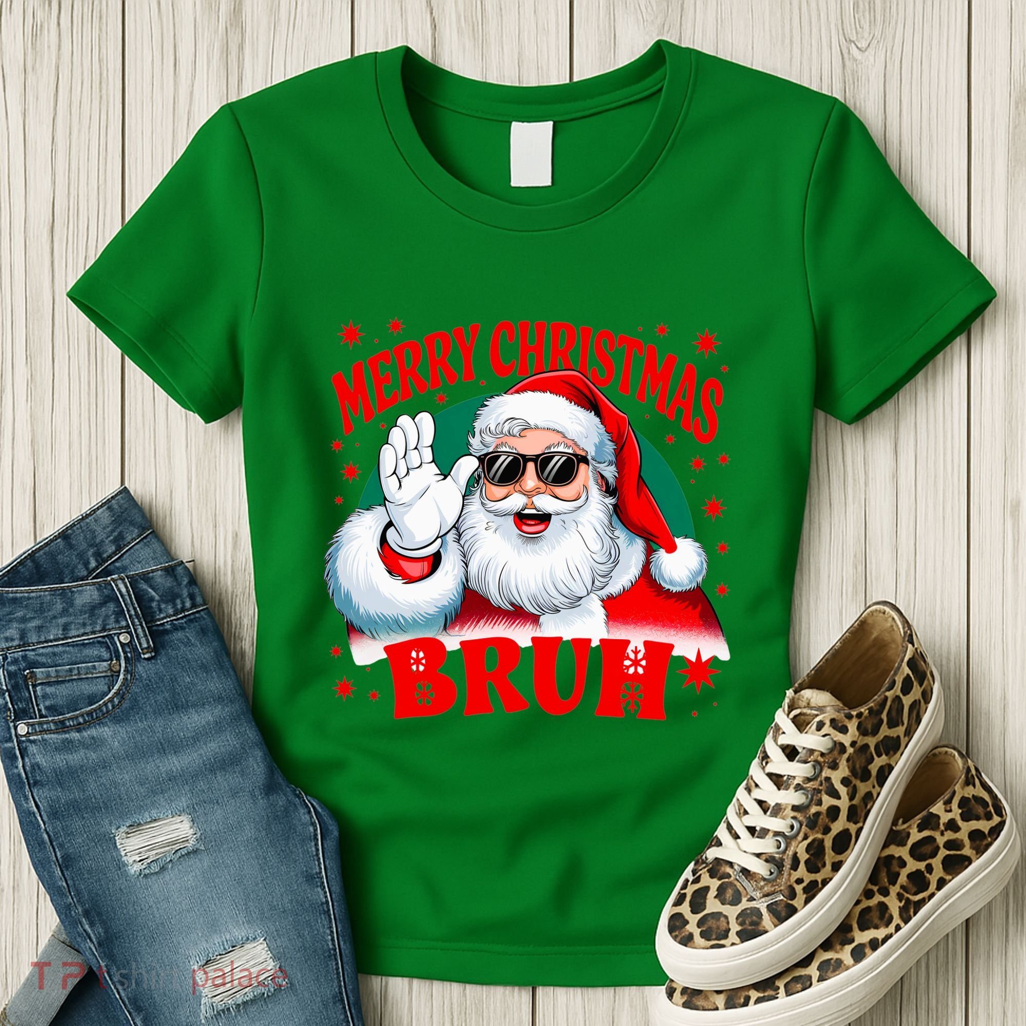 Merry Christmas Bruh Santa Claus Funny Women's T-Shirt