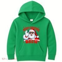 Merry Christmas Bruh Santa Claus Funny Kids Hoodie thumb 0