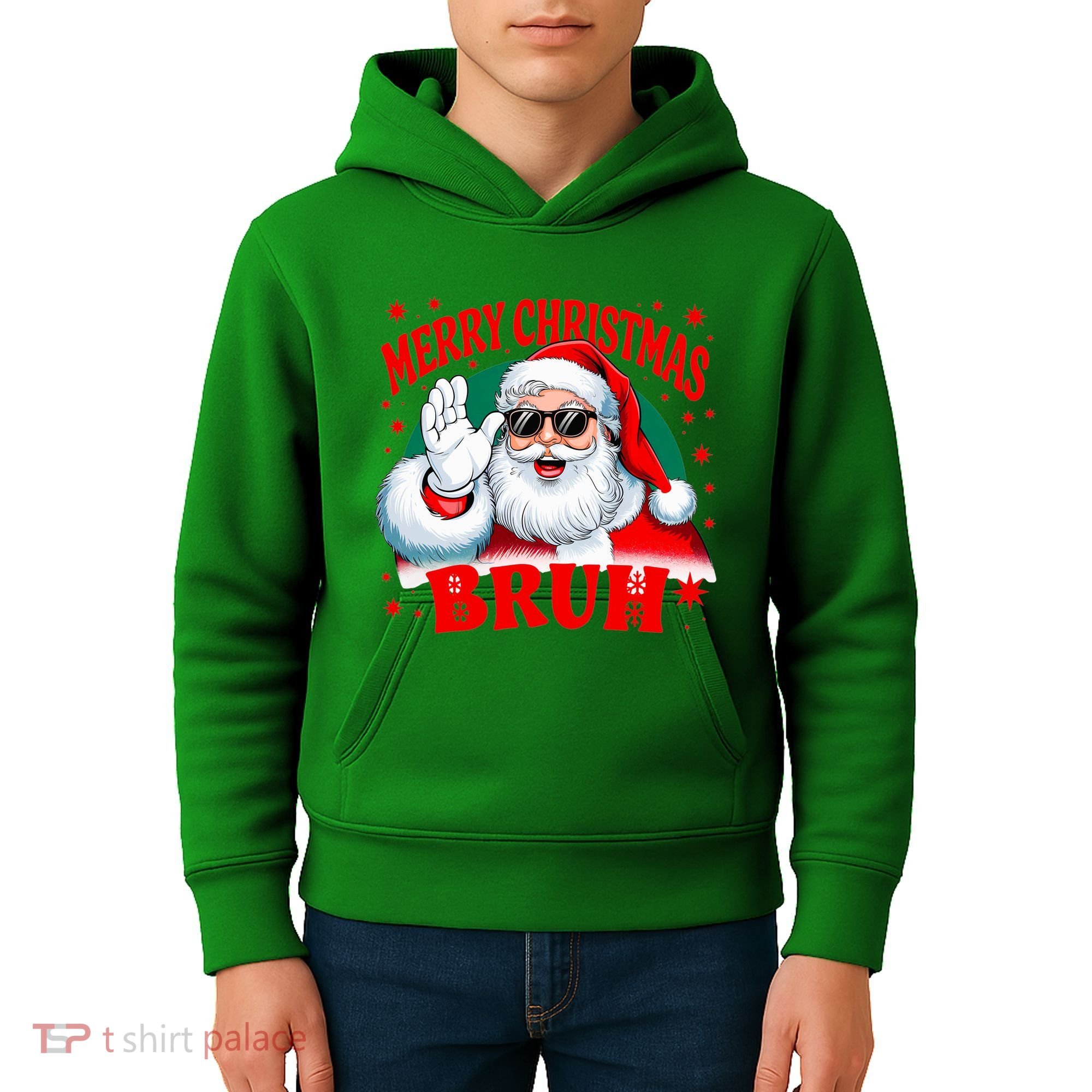 Merry Christmas Bruh Santa Claus Funny Kids Hoodie