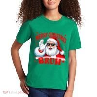 Merry Christmas Bruh Santa Claus Funny Kids T-Shirt thumb 2
