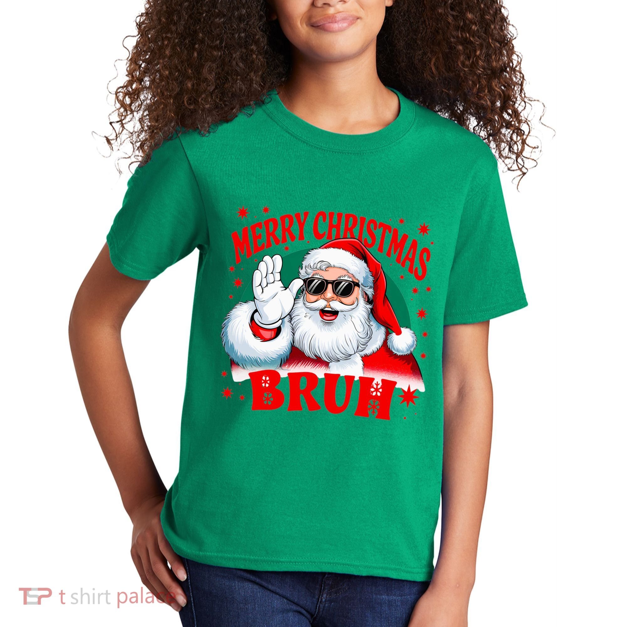 Merry Christmas Bruh Santa Claus Funny Kids T-Shirt