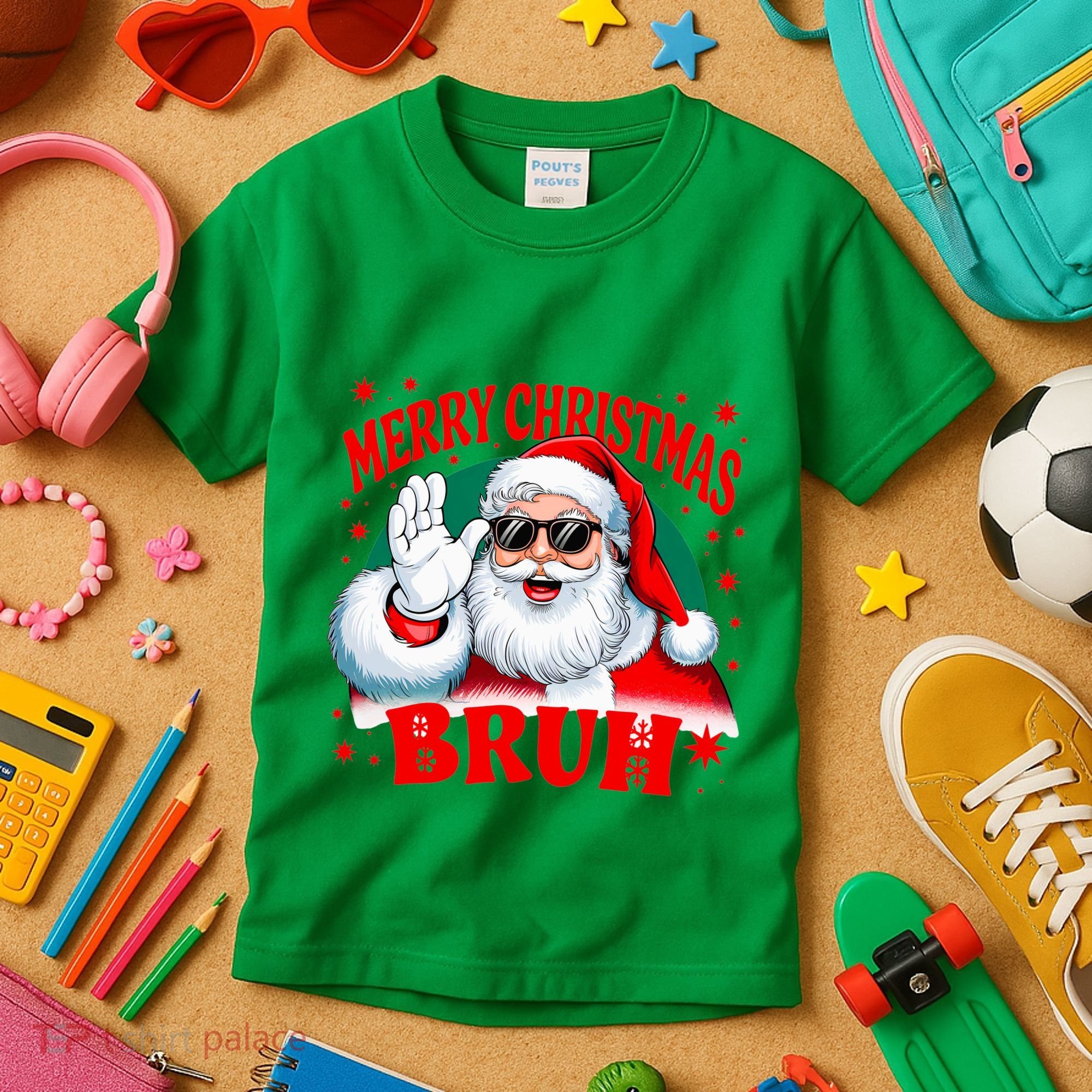 Merry Christmas Bruh Santa Claus Funny Kids T-Shirt