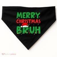 Merry Christmas Bruh Meme Funny Holiday USA-Made Doggie Bandana thumb 0