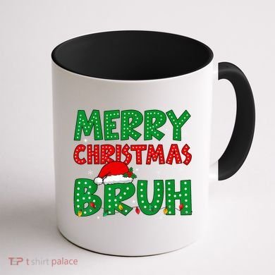 Merry Christmas Bruh Meme Funny Holiday Coffee Mug back